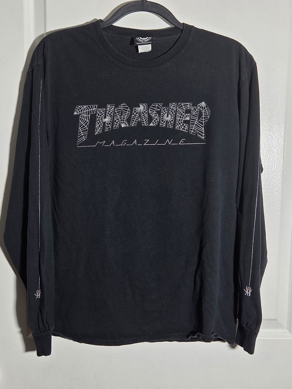 Thrasher Mens Spider Web  Long Sleeve T-shirt Sz Medium Spiders Webs Black